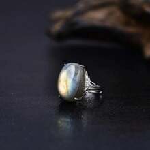1pc Natural Crystal Energy Stone Beaded Ring With Magnesite, Peacock Stone, Pyrite, Serpentine Adjustable For Men And Women's Daily Wear