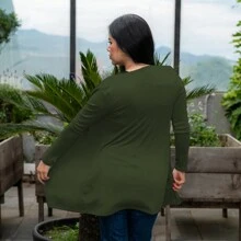 Cárdigan de moda para dama . - Verde militar - Ver 3