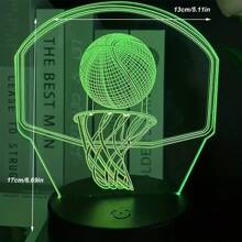 1pc Basketball Themed 3d Night Light, Single/Touch Control, Color Changing Led Table Lamp- Perfect Gift, Creative Illusion Light For Home Bedroom Decoration, Holiday Present - Black - View 4