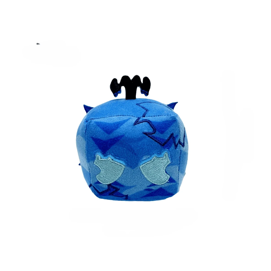 Blox Fruits毛絨玩具 動漫遊戲水果豹紋盒子毛絨玩偶玩具 超柔軟水果聖誕禮物 - 藍色 - 查看 1
