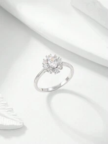 1枚優雅閃亮的925純銀橢圓戒指,鑲有寶石,適合女性日常佩戴、約會、派對和節日禮物 - 橢圓 - 查看 4