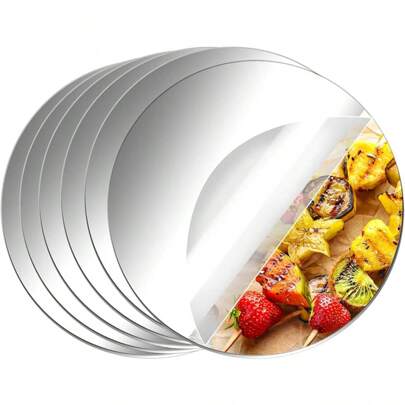 6 عبوات مرايا دائرية من الاكريليك بدون زجاج، لوحات مرآة ذاتية اللصق لديكور الحائط المنزلي أو كقطعة مركزية لطاولة الزفاف أو كهدايا لأعياد الميلاد والتخرج، ديكور الحائط والغرفة والحمام والمعيشة