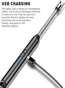 Encendedor Eléctrico Mechero Recargable USB Manguera Metalica de Rotación 360Grados - Negro - Ver 7