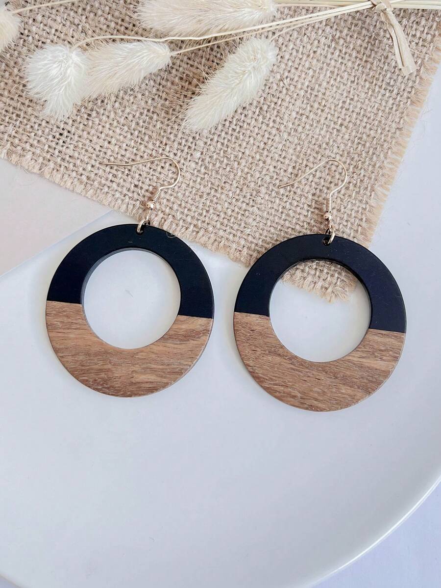 1 đôi Của phụ nữ Hoa tai Với Nhựa & Quả óc chó Gỗ Thiết kế , Xu hướng Vintage  Phong cách - Nhiều màu - Xem 1