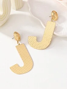 1pair European And American Style Ins Fashion Minimalist Design English Alphabet Earrings - Yellow Gold - View 10