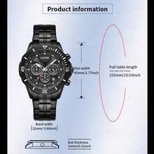 Lige時尚男士手錶 休閒運動男士頂級品牌奢華全鋼防水計時石英手錶 - 黑色 - 查看 7