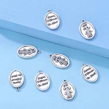 10入組合金橢圓形十字葫蘆吊墜,適用於diy禱告珠手鍊和天主教項鍊 - 復古銀色 - 查看 4