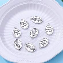 10入組合金橢圓形十字葫蘆吊墜,適用於diy禱告珠手鍊和天主教項鍊 - 復古銀色 - 查看 5