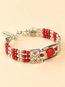A Classic Bohemian Bracelet Made Of Turquoise - Red - View 3