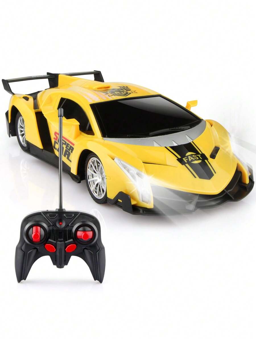 Ferngesteuertes Auto für Kinder, 4x4-Fernbedienung 1:18  Lieferbar Auto Spielzeug, 2,4 GHz RC Kinderspielzeug für Jungen Mädchen ab 3 4 5 6 7 8 9 10 Jahren Geburtstag Geschenk - Gelb - Übersicht 1