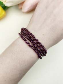 1pc Multi-Layer Natural Stone Bracelet With Red Agate & Labradorite Beads, Women'S Stretch Bracelet - Garnet Bracelet - View 6