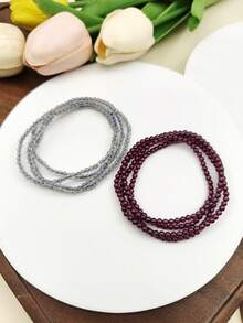 1pc Multi-Layer Natural Stone Bracelet With Red Agate & Labradorite Beads, Women'S Stretch Bracelet - Garnet Bracelet - View 1