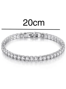 1pc Light Luxuriant Pink Cubic Zirconia Inlaid Heart Shaped Bracelet