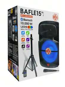 Bocina Bafle 15 Pulgadas Recargable Con Luz Led KSR 10,000W - Negro - Ver 11