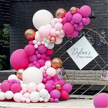 116 件马卡龙粉色气球花环拱门套装婚礼生日派对装饰儿童球形玫瑰金色乳胶气球洗礼 - 彩色 - 查看 3