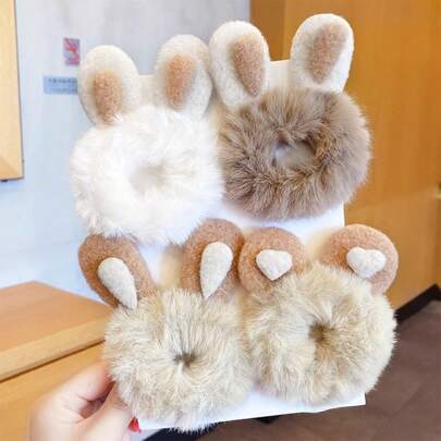 1 件随机颜色儿童猫耳发带，有弹性且蓬松的发带，适合女孩