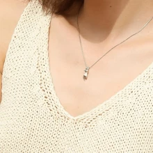 1件，銀貓項鍊女款，貓咪珠寶女款，適合貓奴的貓咪情人禮物，女性貓奴禮物，銀貓垂墜鎖骨項鍊！ - 銀色 - 查看 6