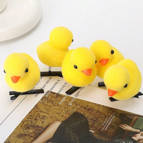 5Pack Of Yellow Duck Hairpins, Cute, Sweet, Small SpringLoaded Clips