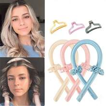 4pcs/Set Manual Spiral Hair Curler, No Heat Wave Curling Iron, Big Wavy Curler, Hair Roller For Sleep, Curling Without Heat - Blue - View 4