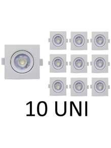 Kit 10 Spot Quadrado 7w Dicróica Direcionavel Branco Frio - Branco - Visão 1