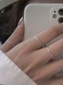 1 chiếc 2023 Thời trang mới Bạc Sterling 925 Thời trang Nhẫn mỏng cổ điển Trang sức nữ Nhẫn đeo tay Quà tặng tiệc tình yêu lãng mạn - Bạc - Xem 2