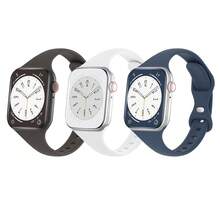 3pcs Apple Watch Band With Buckle Design For Slimming Effect And Soft Silicone Material, Compatible With Apple Watch Series Ultra/Se/8/7/6/5/4/3/2/1, Sizes: 38mm, 40mm, 41mm, 42mm, 44mm, 45mm, And 49mm - Black+Brown+Apricot - View 8