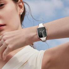 3pcs Apple Watch Band With Buckle Design For Slimming Effect And Soft Silicone Material, Compatible With Apple Watch Series Ultra/Se/8/7/6/5/4/3/2/1, Sizes: 38mm, 40mm, 41mm, 42mm, 44mm, 45mm, And 49mm - Black+Brown+Apricot - View 5