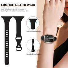 3pcs Apple Watch Band With Buckle Design For Slimming Effect And Soft Silicone Material, Compatible With Apple Watch Series Ultra/Se/8/7/6/5/4/3/2/1, Sizes: 38mm, 40mm, 41mm, 42mm, 44mm, 45mm, And 49mm - Black+Brown+Apricot - View 3