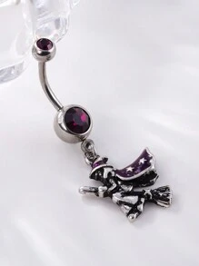 1件14g不鏽鋼肚臍戒指,肚臍穿刺身體珠寶 - 彩色 - 查看 6