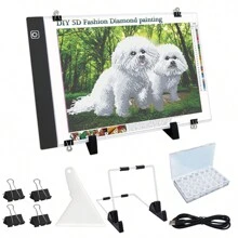 A4 A3 Led裝置器材鑽石配件用光板,usb供電的輕盤套件,帶可拆式支架和夾子,帶鑽石繪畫工具 - A4 LED燈板鑽石畫工具套件 - 查看 1