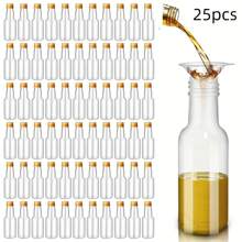 Paquete de 25, Mini botellas de licor, 0.83oz 1.7oz 3.3oz Botellas pequeñas vacías de plástico con tapas de rosca, botellas para shots, envases para bebidas, botellas de vino reutilizables, botellas de espíritu vacías, botellas de jugo, botellas de alcohol, botellas de salsa para bodas, fiestas, suministros para fiestas de Navidad, accesorios portátiles de almacenamiento