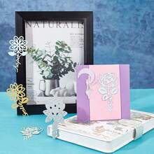 1錠獨特玫瑰花形,碳鋼金屬壓花裁紙模板,diy剪貼薄型相簿,裝飾壓紋工具 - 銀色C - 查看 4