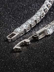 1pc Light Luxuriant Pink Cubic Zirconia Inlaid Heart Shaped Bracelet