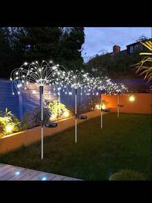 1入組太陽能發電仙女燈,防水霓虹燈花火led花園燈,適用於花園/聖誕/派對裝飾、萬聖節戶外燈飾 - 白色 - 查看 5