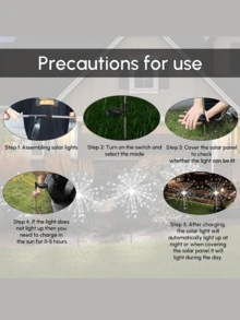 1入組太陽能發電仙女燈,防水霓虹燈花火led花園燈,適用於花園/聖誕/派對裝飾、萬聖節戶外燈飾 - 白色 - 查看 3