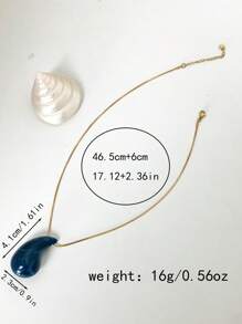 精緻壓克力淚滴項鍊適合女士約會、派對、通勤和日常佩戴作為禮物 - 藍色 - 查看 3