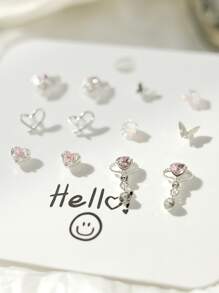 6 对/套甜美酷炫精致耳钉搭配一切优雅耳环设计耳钉适合女士派对或日常