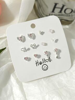 ชุด 6 คู่ ต่างหูประดับเรียบหวานนุ่มนวล ต่างหูดีไซน์หรูหรา เหมาะกับทุกอย่าง ต่างหูติดหลุมสำหรับผู้หญิงสำหรับงานปาร์ตี้หรือสวมใส่ประจำวัน