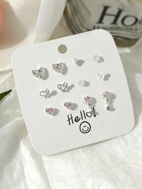 6pairs/Set Sweet Cool Delicate Stud Earrings Match Everything Elegant Earrings Design Stud Earrings For Women For Party Or Daily
