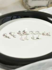 6 对/套甜美酷炫精致耳钉搭配一切优雅耳环设计耳钉适合女士派对或日常