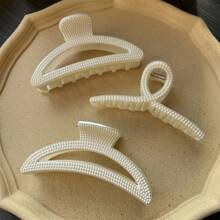 1入超大珍珠髮夾，淺奢風格時尚米色珍珠髮爪，適用於正式場合/派對 - 領結 - 查看 3