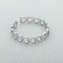 1 件可調式銅環,表面光滑,心形設計,適合女士日常佩戴或作為精美禮物 - 銀色 - 查看 1