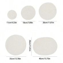 4pcs/1pc White Woven Placemats, Coffee Table Decor Coasters, Farmhouse Drink Table Coasters, Minimalist Home Decor Woven Placemats, Non-Slip Heat Resistant, Perfect For Your Dining Table Decor Set - White - View 3