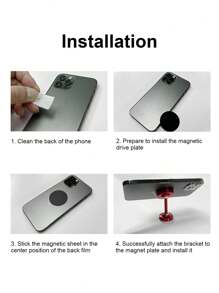 5 Stück Auto-halterung, Edelstahlplatte Mit Magnetischem Kreisaufkleber Und Ultradünner, Selbstklebender Kreisförmiger Metallplatte Für Kreative Handyhüllen/autotelefonhalter - Schwarz - Übersicht 5