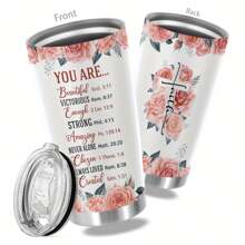 1 件,20 盎司花杯不鏽鋼玻璃杯,您的印記勵志名言雙層真空隔熱旅行杯,送給父母、親戚和朋友的禮物 - 彩色 - 查看 1