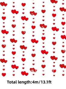 5/2/1 Set Red Hanging Heart Shaped Streamers Banner, Suitable For Anniversary, Mother's Day, Valentine's Day, Wedding Decoration, Party Supplies - Red - View 7