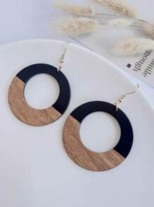 1 đôi Của phụ nữ Hoa tai Với Nhựa & Quả óc chó Gỗ Thiết kế , Xu hướng Vintage  Phong cách - Nhiều màu - Xem 3