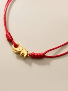 HuooNew 1 件简约 925 纯银编织可调节命运红绳，适合男士和女士日常佩戴首饰 - 紅色 - 查看 5