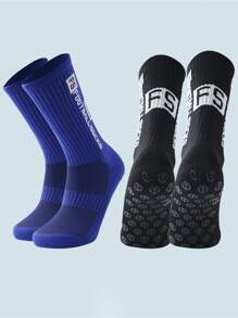 2雙男士運動襪,防滑握柄和厚墊設計,適用於足球、籃球、運動等 - 彩色 - 查看 1