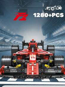 High Difficulty Adult Mechanical Assembly Moc Mini Particle Building Block Formula Racing Red Special Edition Track Simulation Racing Car Model Set Holiday Gift - Red - View 1